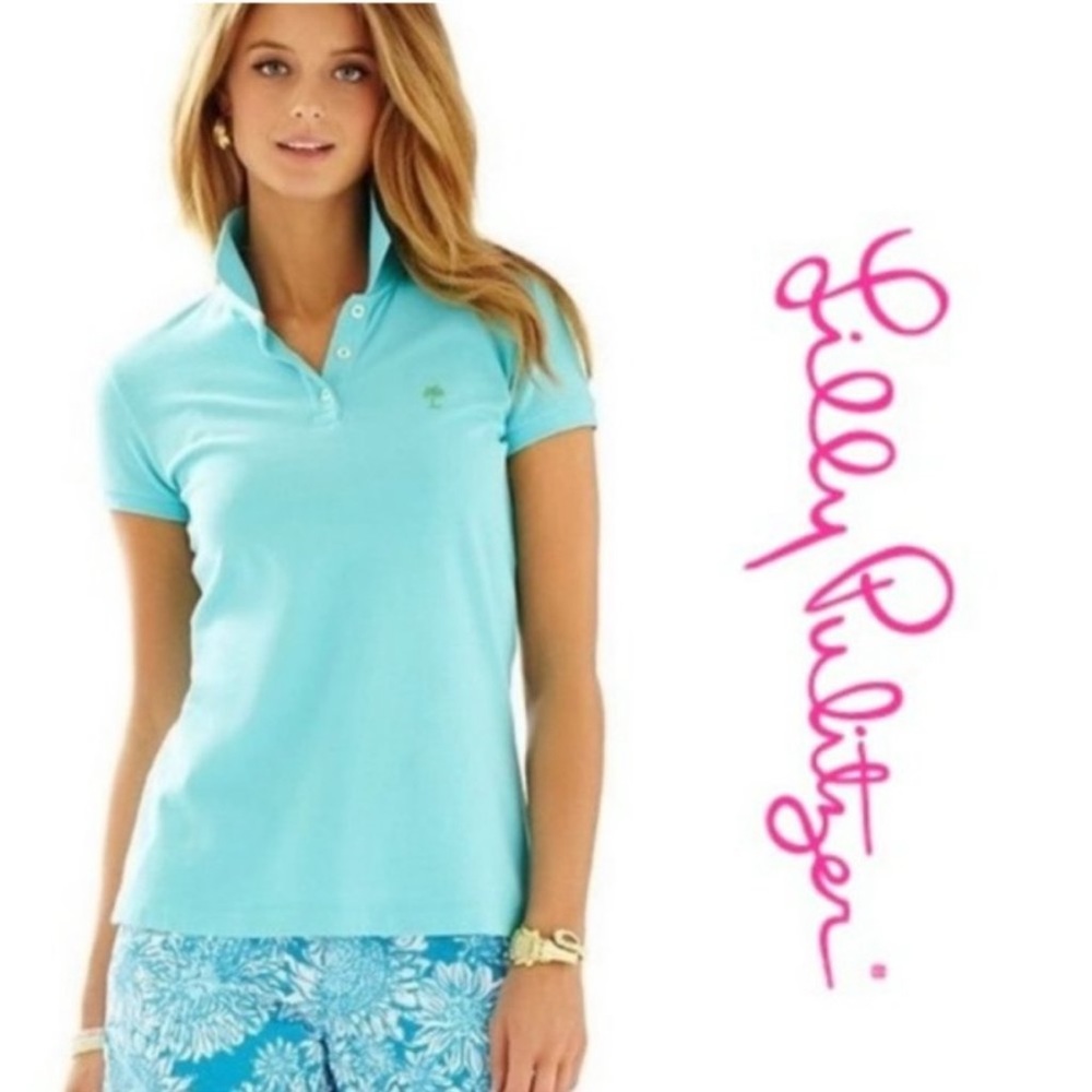 Lilly Pulitzer Blue Fitted Polo Short Sleeve Top